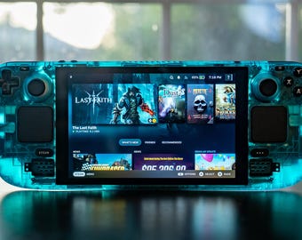 Customized Steam Deck Handheld Gaming Computer By Valve Clear Ice Blue