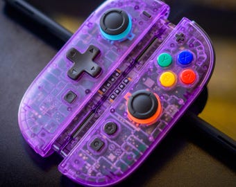 Custom Joy-Cons 2 Retro Clear Atomic Purple for Nintendo Switch 2