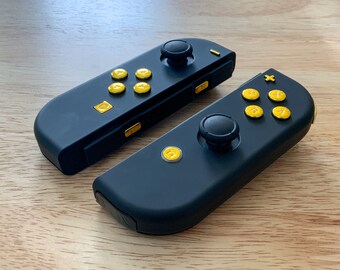 Custom Nintendo Switch Joy-con Controllers Black With Gold