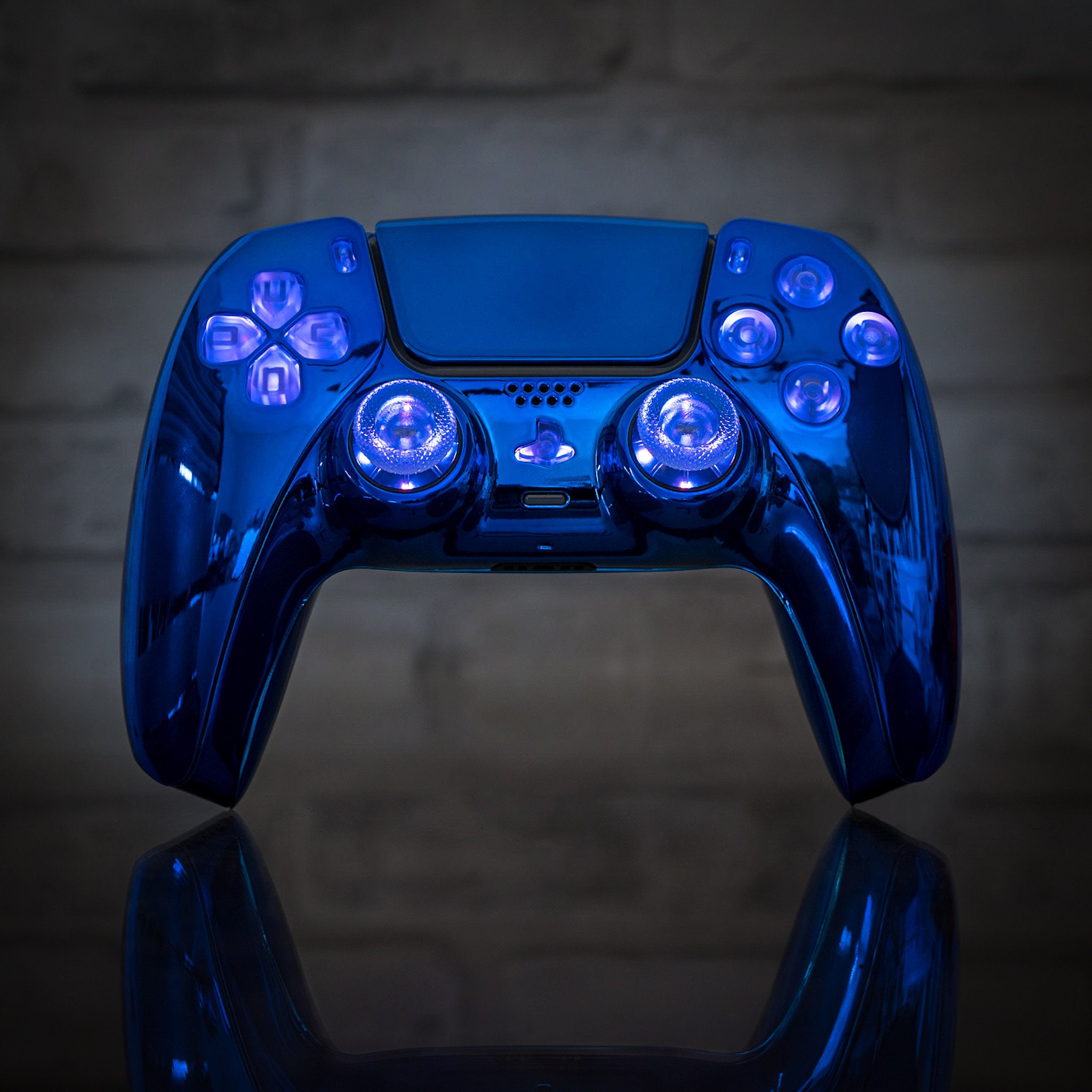 PS5★カスタム★カスタマイズ★ワイヤレス★コントローラ★ジャンク★中古★LED PS5 コントローラー LED モッド クロームブルー カスタム