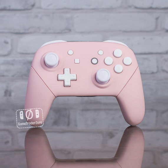 Custom Nintendo Switch Pro Controller in Sakura Pink With White Buttons 