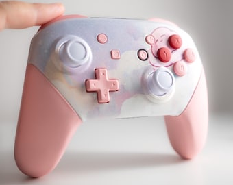 Kirby-Inspired Pro-Controller In Dreamy Pastel Colors Custom Nintendo Switch Controller