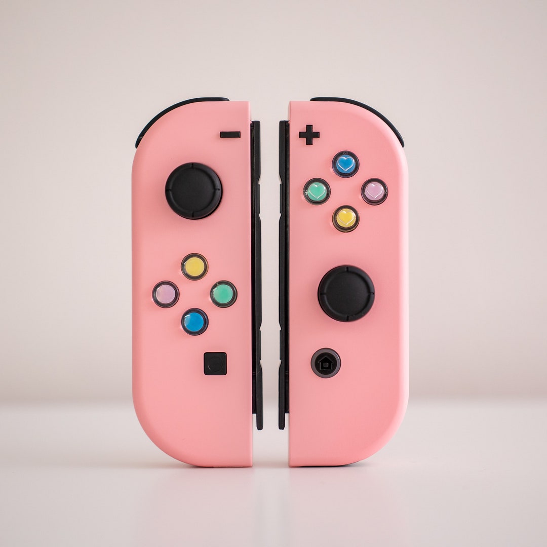 Pastel Pink Joycons Customized With Pastel Heart Buttons Nintendo