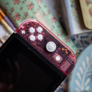 Custom JoyCons Nintendo Switch Clear Pink Joy-Con Controller Mod with White Buttons image 7