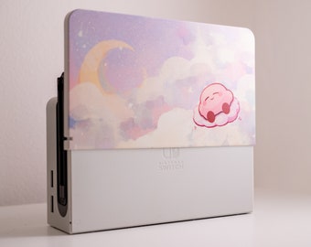 Capa Nintendo Switch Dock inspirada em Kirby rosa e nuvem puff