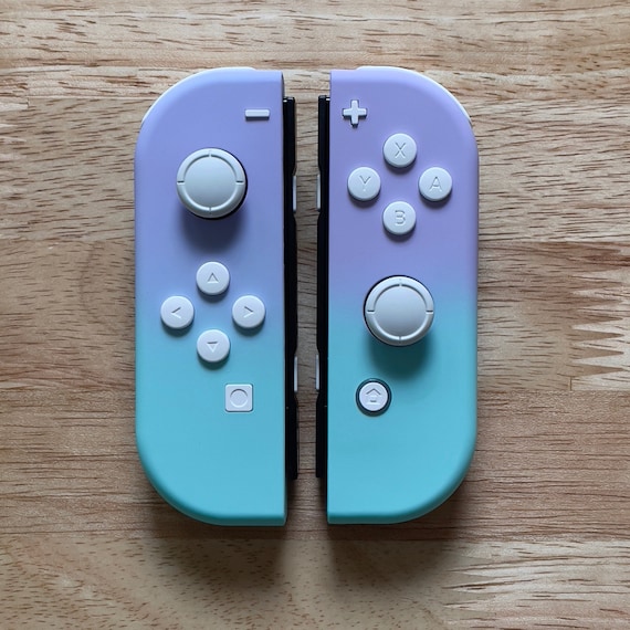 Custom Nintendo Switch Joy-con Controllers Purple to Robin Egg 