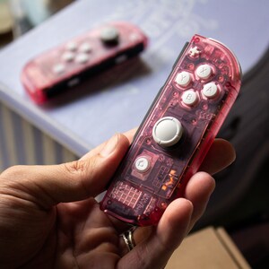 Custom JoyCons Nintendo Switch Clear Pink Joy-Con Controller Mod with White Buttons image 4