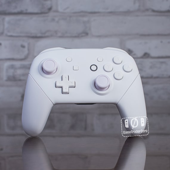 Nintendo Switch Pro Controller White on White Mod Minimalistic Controller  With White Butons 