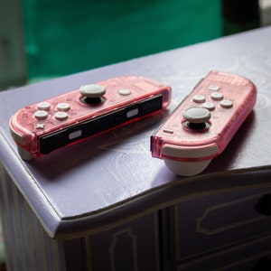 Custom JoyCons Nintendo Switch Clear Pink Joy-Con Controller Mod with White Buttons image 5