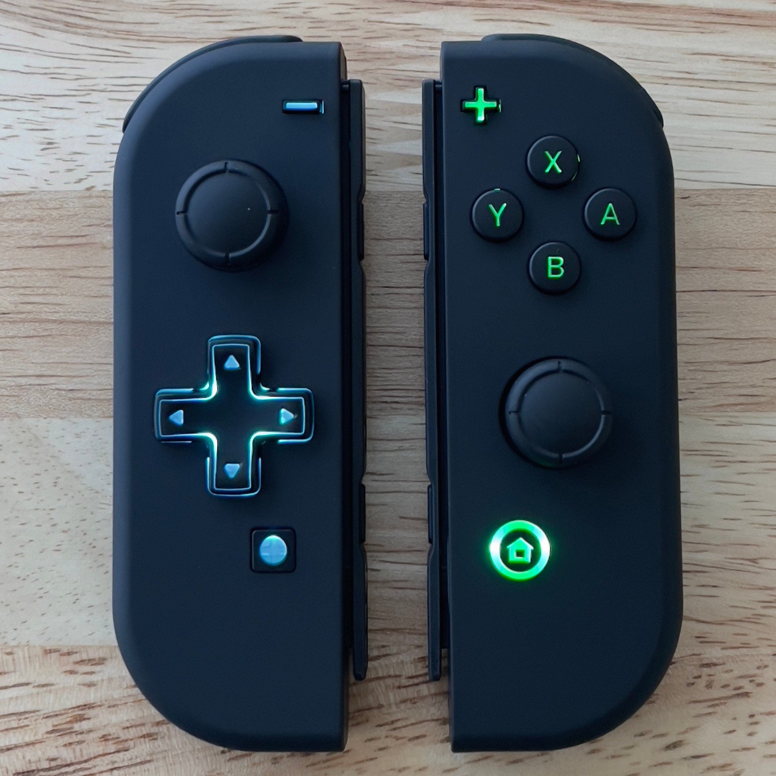 Custom LED Joy-con Controllers Flamin Blue Backlit MOD 