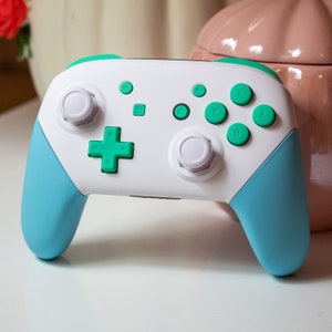 Animal Crossing Anpassad Nintendo Switch Pro-kontroll Vit och Pastell