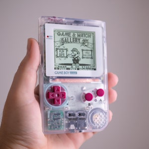 Custom Game Boy Pocket with Backlit IPS Screen Clear With Classic Rose Color Buttons