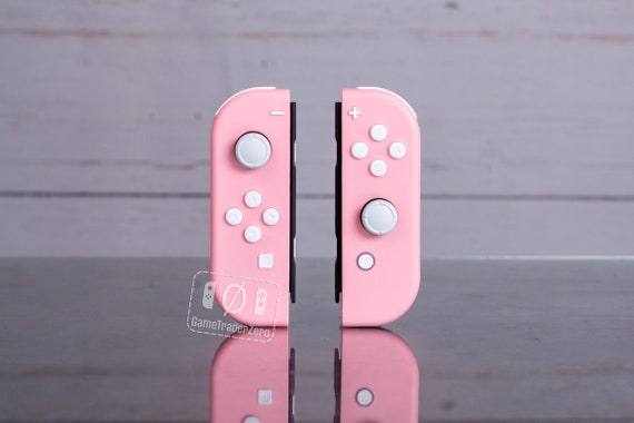 Custom Nintendo Switch Joy-Con Controllers Pink with White Buttons 