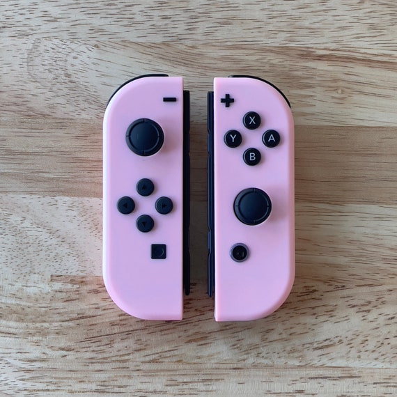 Custom Nintendo Switch Joy-con Controllers Pink With Black Buttons 