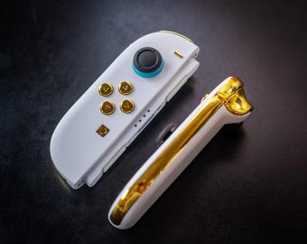 Opulent Custom Luxury White & Gold Chrome Joy-Cons 2 for Nintendo Switch 2