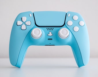 PS5 Controller Mod Powder Blue with White Buttons Custom Sony Wireless Controller