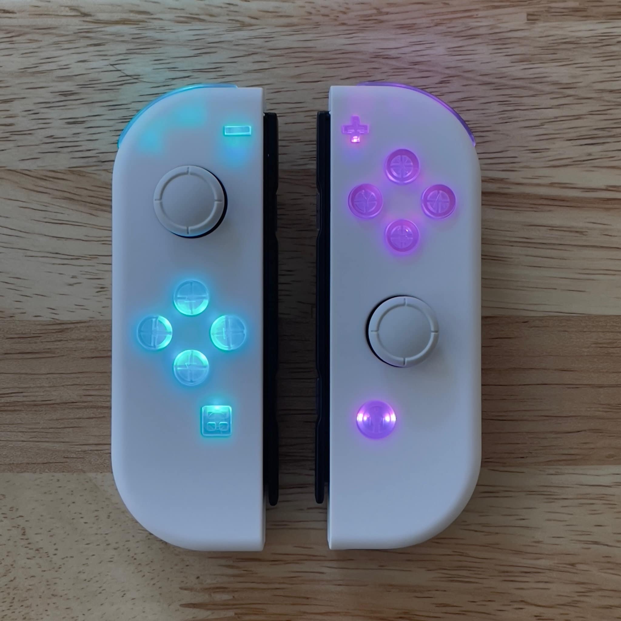 Custom LED Joy-con Controllers Flamin Blue Backlit MOD 