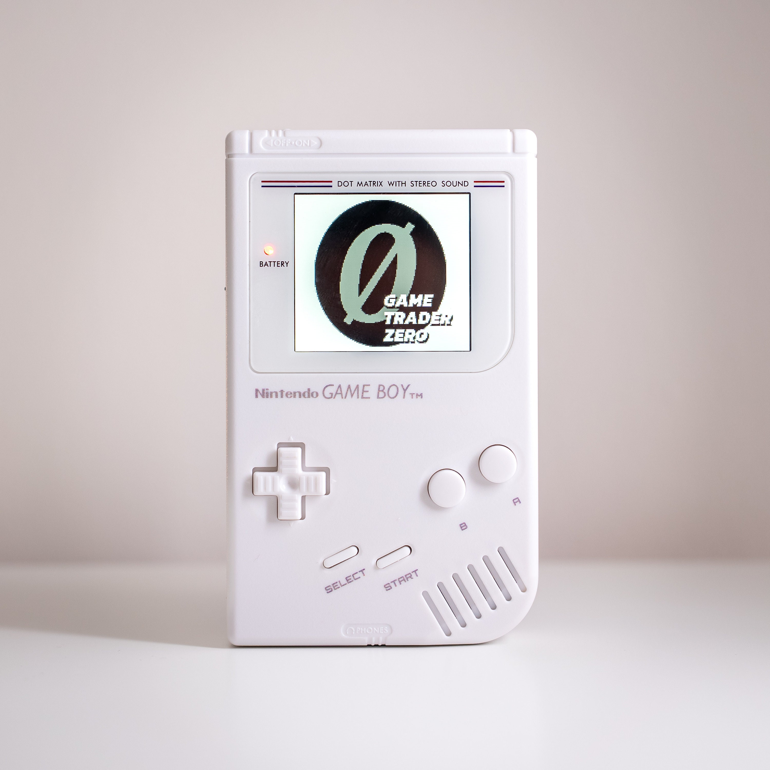 Custom White on White Nintendo Game Boy DMG With Backlit IPS