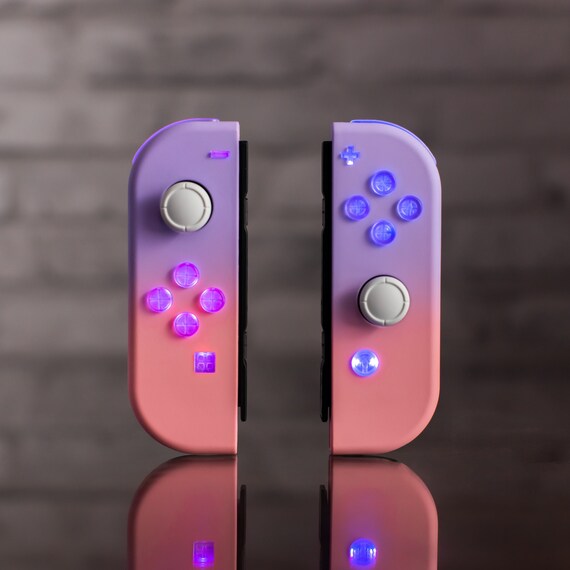 Joy-con LED MOD Black With Clear Backlit Buttons Custom 