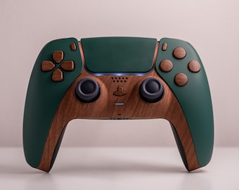 PS5 DualSense Controller Pine with Elegant Wood Style Buttons & Trim Custom Sony Wireless Controller