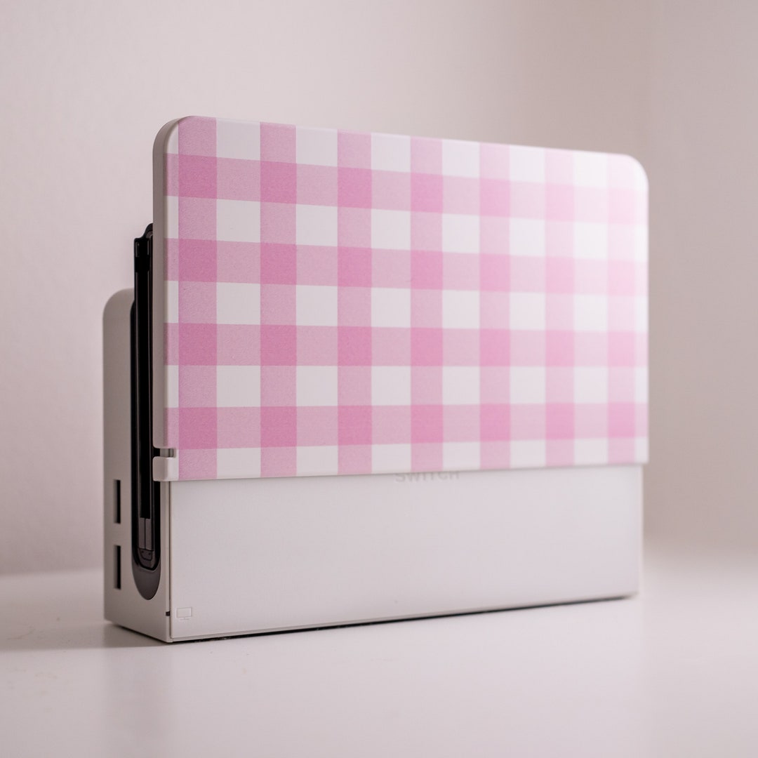 Custom Nintendo Switch Dock Cover Pink Gingham Pattern - Etsy