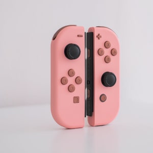 Custom Pink Joy-Cons with Matte-Finish Rustic Metal Buttons Nintendo Switch Controller Mods