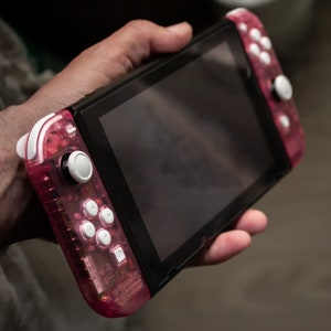 Custom JoyCons Nintendo Switch Clear Pink Joy-Con Controller Mod with White Buttons image 8
