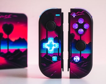 Synthwave Joy-cons With LED Backlit Buttons Nintendo Switch