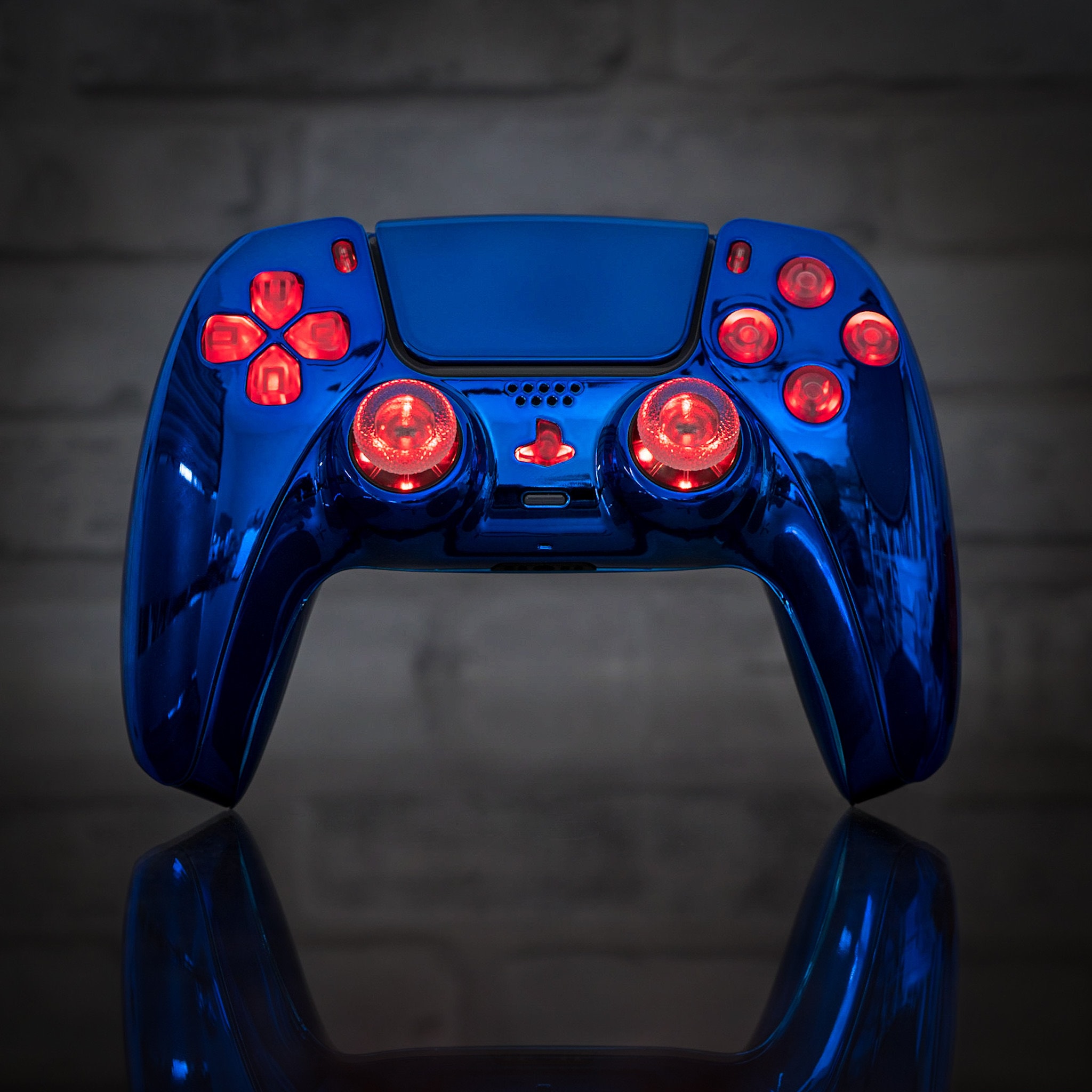 PS5 コントローラー LED モッド クローム ブルー カスタム ワイヤレス 