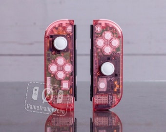 Custom Nintendo Switch "Game Boy Clear Pink" Joy-Con Controllers with Pink Buttons