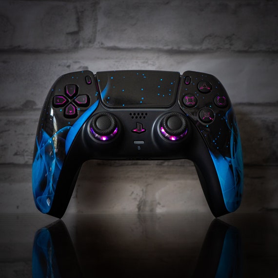 PS5 Controller LED Mod Blue Flame PS5 Custom Dualsense Wireless Controller  Backlit Buttons RGB 
