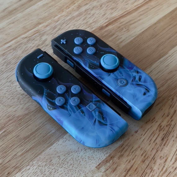 Custom LED Joy-con Controllers Flamin Blue Backlit MOD 