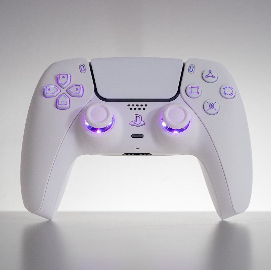 PS5 LED Controller Mod Custom White Wireless Controller With White ...