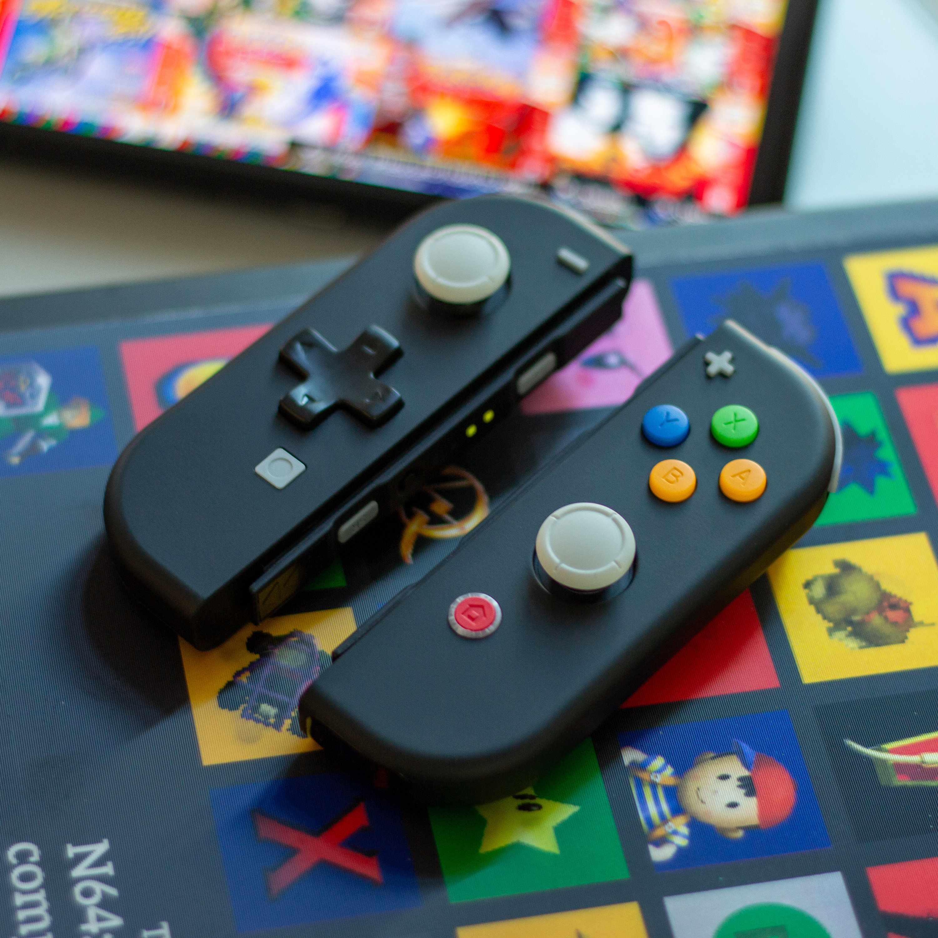 Retro Joy-cons N64 Style Black Nintendo Switch Gaming Controllers