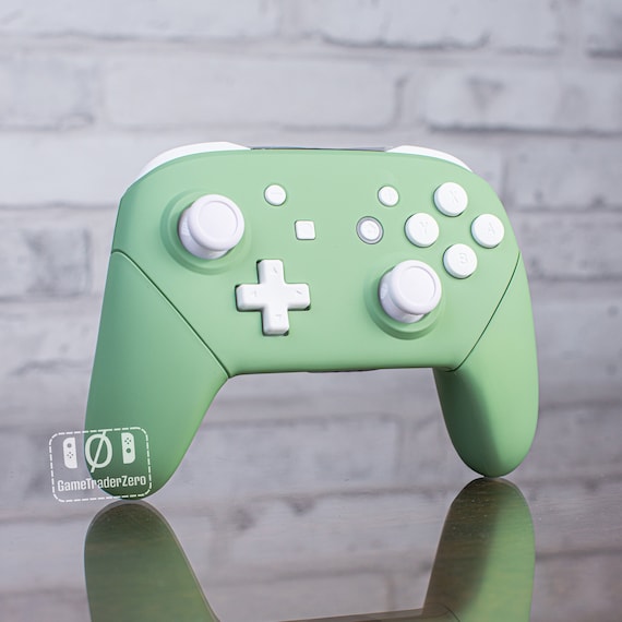 Nintendo Switch Pro Controller Matcha Green Mod With White Butons 