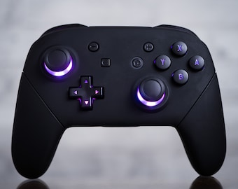 任天堂スイッチ　カスタムプロコントローラー CUSTOM Pro Controller Nintendo SWITCH LED Mod Black On Black