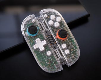 Switch 2 Famitsu Game Boy Light Tribute Joy-Cons: Clear Shell, White Minimalist Buttons