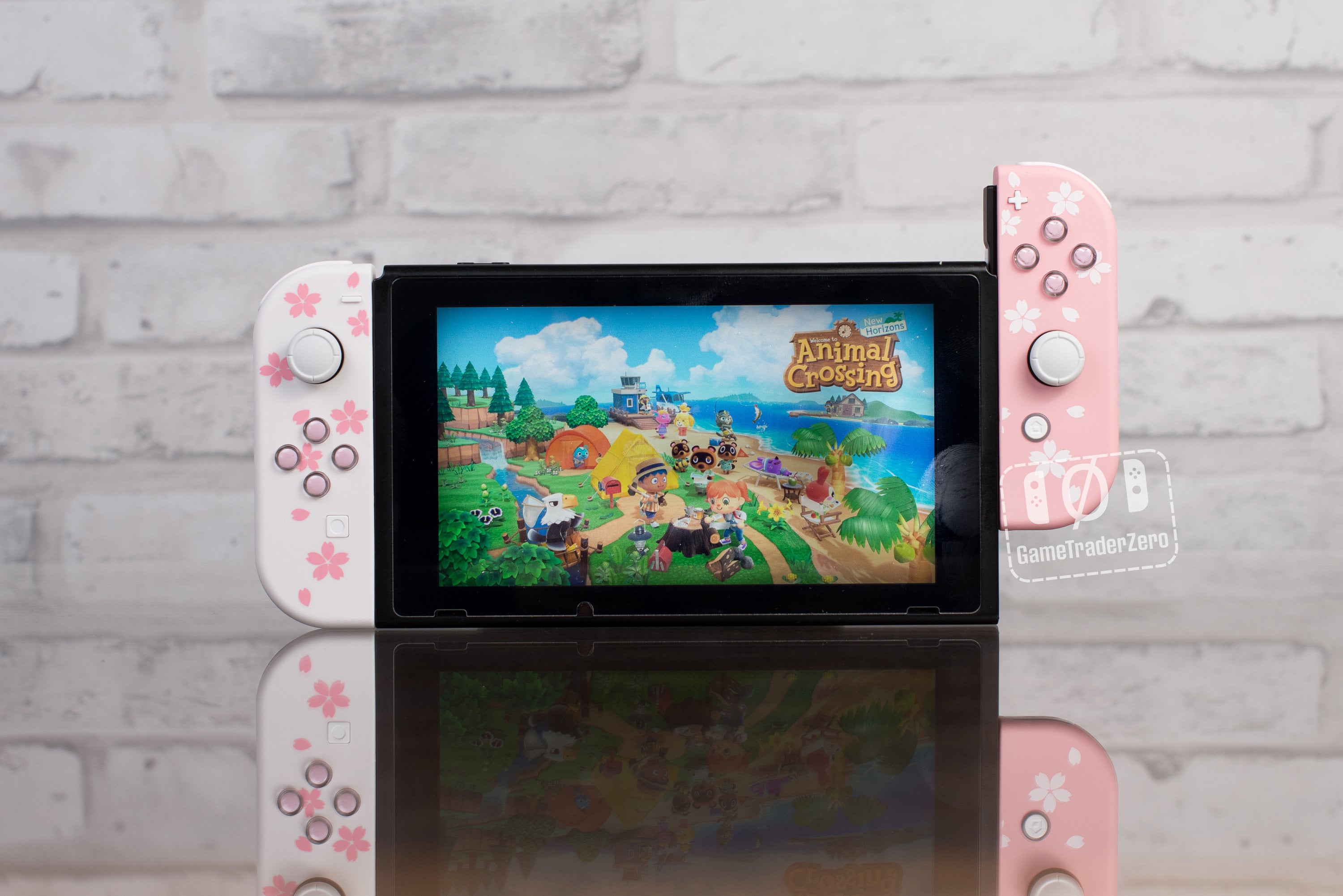 Joy-cons Sakura Flowers With Pink Hearts Candy Buttons Pink