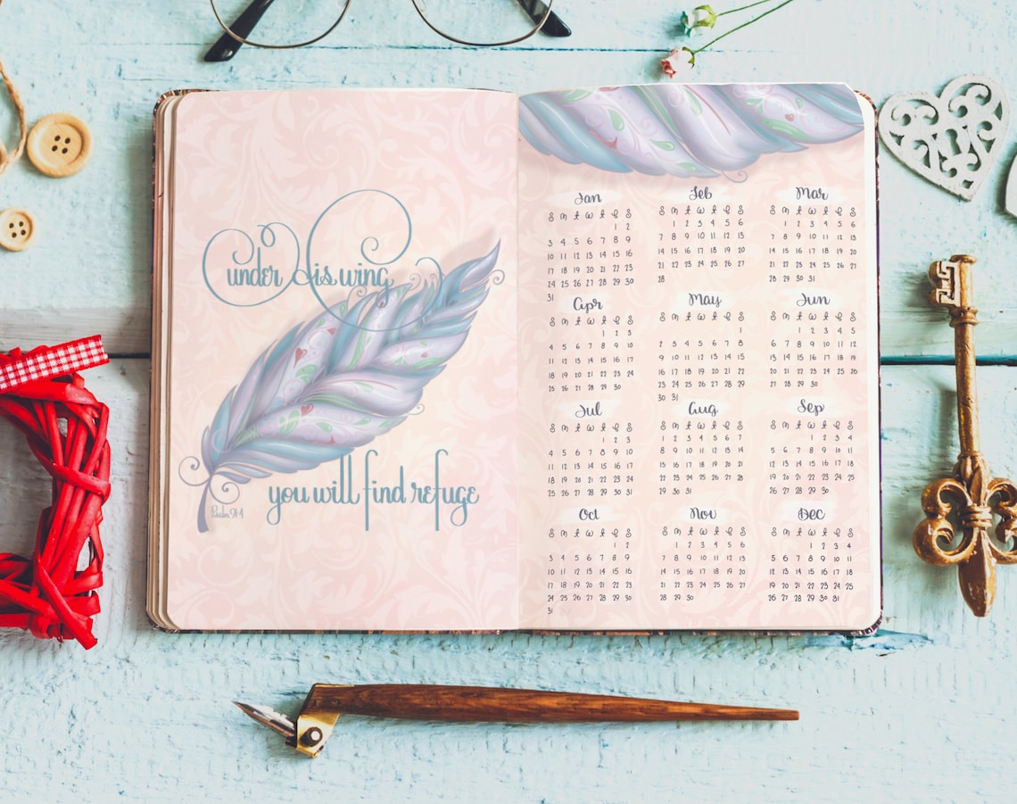 12Month Calendar/Bullet Journal Calendar Under His Etsy