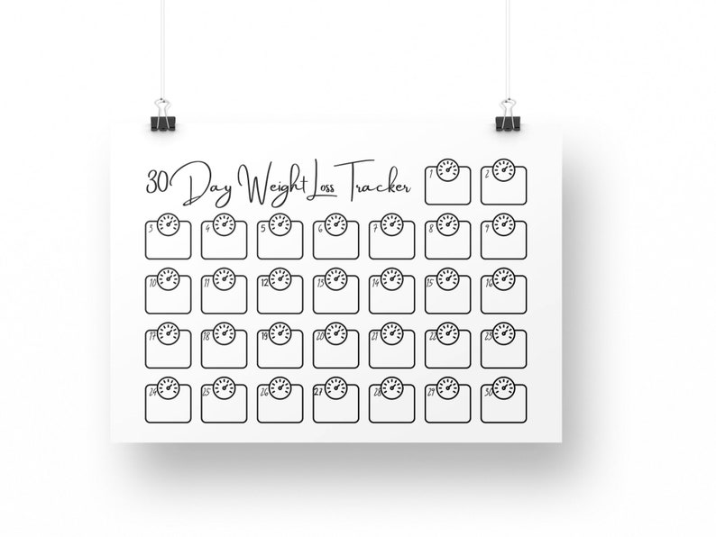 Weight Loss Tracker Chart, Cute Scale Picture Weight Loss Habit Planner Insert Pages, A4, A5, US