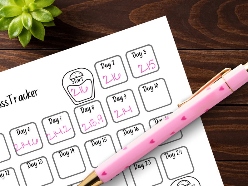 Weight Loss Tracker Chart Cute Scale Picture Weight Loss Etsy