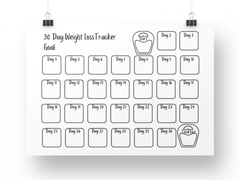 Weight Loss Tracker Chart Cute Scale Picture Weight Loss Etsy