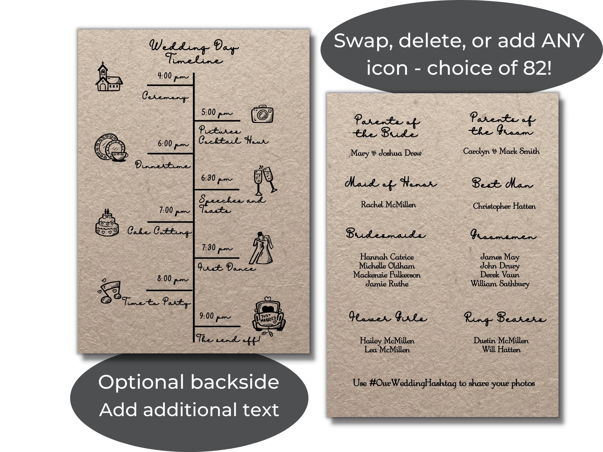 Fun Rustic Wedding Program Quirky Cute Script Writing Day of - Etsy