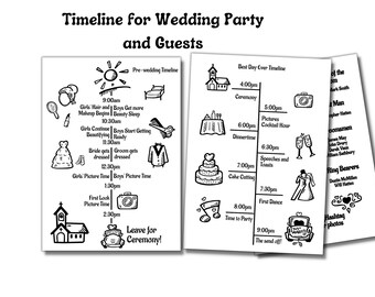 Infographic Wedding Program with Icons, Cute Day of Wedding Timeline Template, Editable Wedding Itinerary, Instantly Customize on Corjl