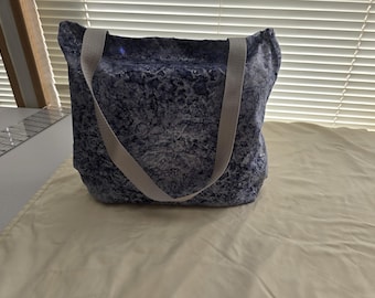Blue/grey marbled tote bag