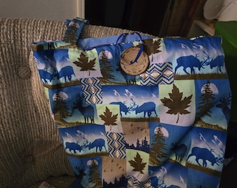 Deer print tote bag