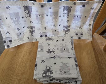 Handmade Flannel Burp Cloths: Bear Print, Set of 3