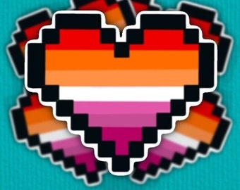 Mini 8-Bit Lesbian Pride Flag Sticker (Weatherproof)
