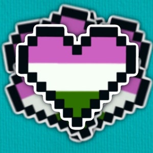 Mini 8-Bit Genderqueer Pride Flag Sticker (Weatherproof)