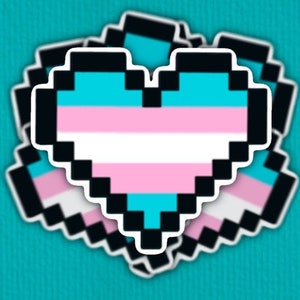 Mini 8-Bit Transgender Pride Flag Sticker (Weatherproof)